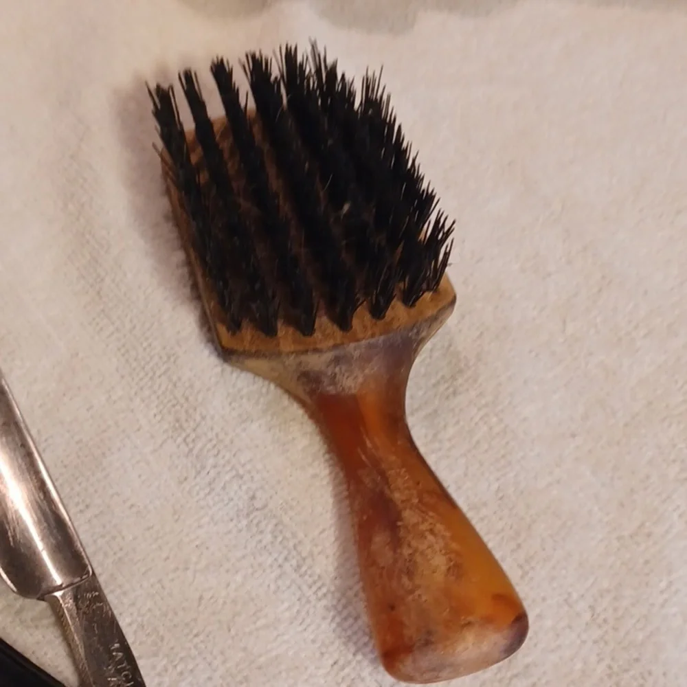 Vintage Barber Set with Black Handle Stright Razor And Brushes